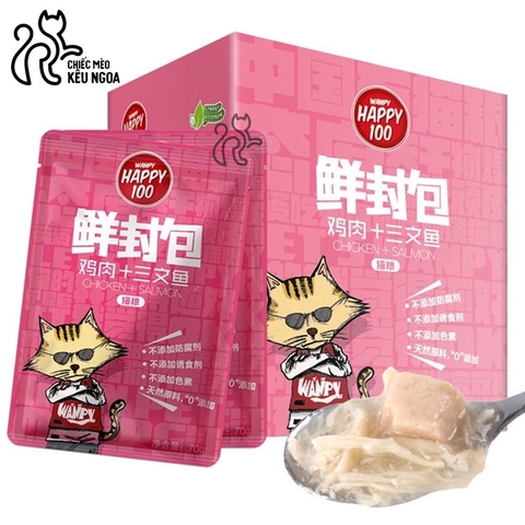 Pate Wanpy Happy 100 Cho Mèo Gói 70g - Pate Cho Mèo 6 Vị - Tiệm Mèo Moa