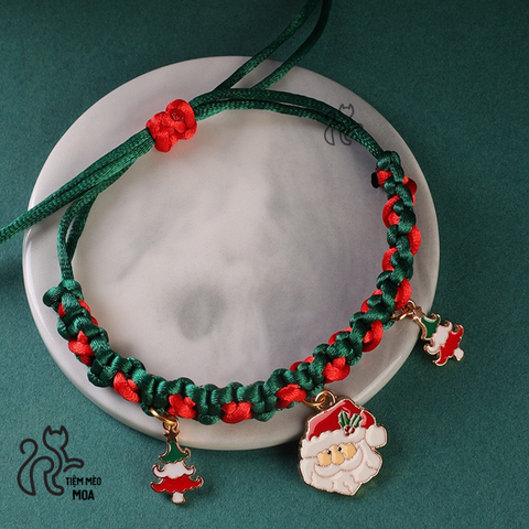 [NOEL] Vòng cổ phong cách GIÁNG SINH dây đan, điều chỉnh chiều dài dễ dàng cho thú cưng - Tiệm Mèo Moa