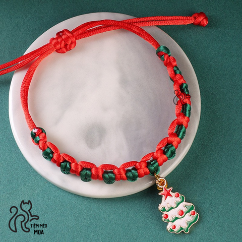 [NOEL] Vòng cổ phong cách GIÁNG SINH dây đan, điều chỉnh chiều dài dễ dàng cho thú cưng - Tiệm Mèo Moa