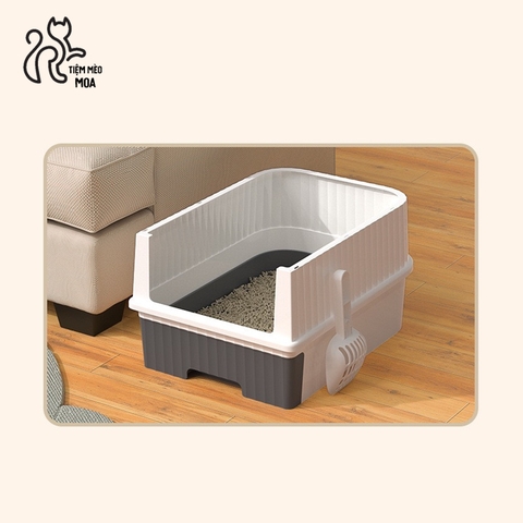 Nhà vệ sinh 2 cửa sử dụng được 2 kiểu có đèn UV diệt khuẩn - Nhà vệ sinh cho mèo - Tiệm Mèo Moa