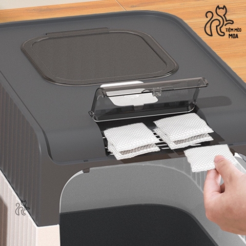 Nhà vệ sinh 2 cửa sử dụng được 2 kiểu có đèn UV diệt khuẩn - Nhà vệ sinh cho mèo - Tiệm Mèo Moa