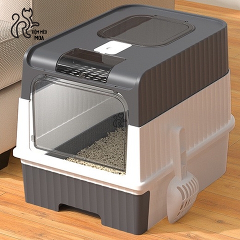 Nhà vệ sinh 2 cửa sử dụng được 2 kiểu có đèn UV diệt khuẩn - Nhà vệ sinh cho mèo - Tiệm Mèo Moa