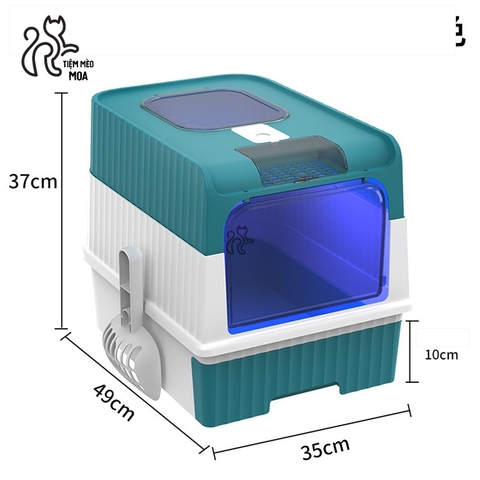 Nhà vệ sinh 2 cửa sử dụng được 2 kiểu có đèn UV diệt khuẩn - Nhà vệ sinh cho mèo - Tiệm Mèo Moa