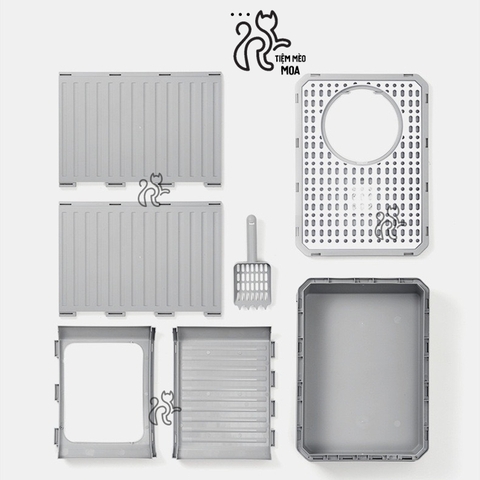 Nhà vệ sinh cao cấp 2 cửa chống văng cát, có ngăn kéo size lớn cho mèo - Tiệm Mèo Moa