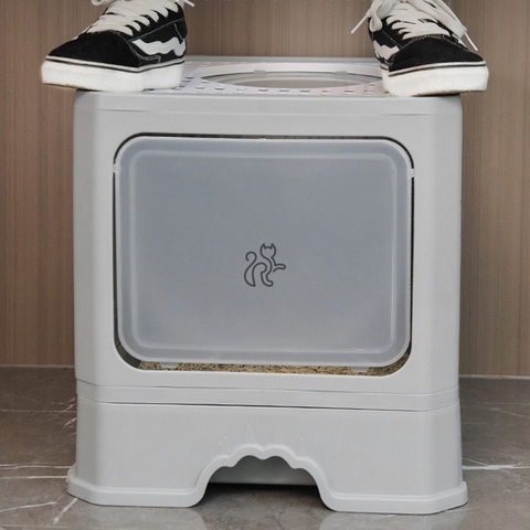 Nhà vệ sinh cao cấp 2 cửa chống văng cát, có ngăn kéo size lớn cho mèo - Tiệm Mèo Moa