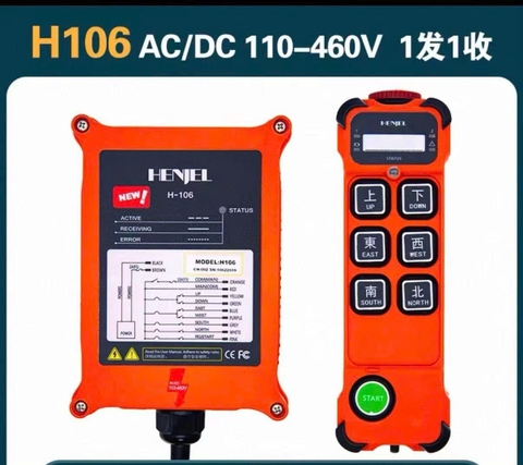 Bộ điều khiển cầu trục HENJEL H-106 – Remote 6 nút