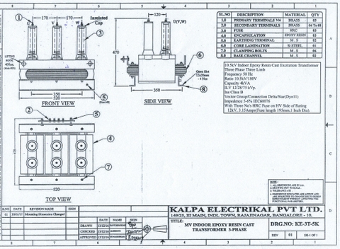Máy biến áp kích từ KALPA – Ấn Độ | Excitation Transformer 11kV, 10kVA