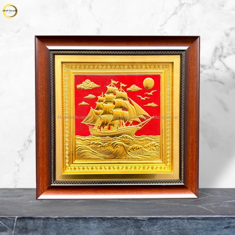 TRANH THUẬN BUỒM XUÔI GIÓ BẰNG ĐỒNG DÁT VÀNG - KÍCH THƯỚC 40X40CM