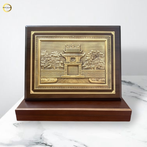 TRANH KHUÊ VĂN CÁC BẰNG ĐỒNG - TRANH QUÀ TẶNG ĐỂ BÀN (KÍCH THƯỚC 26X34CM )