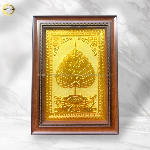 TRANH LÁ BỒ ĐỀ CHỮ TÀI LỘC BẰNG ĐỒNG DÁT VÀNG - KÍCH THƯỚC 38X54CM