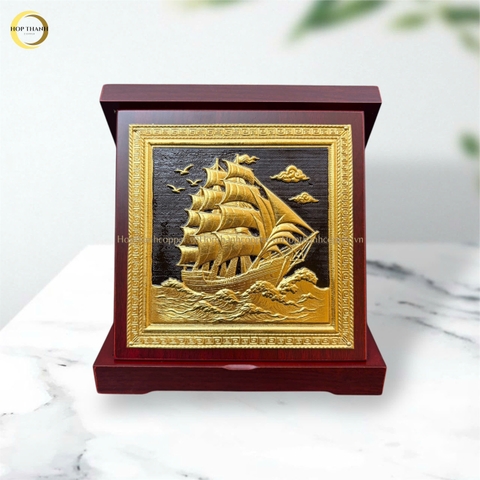TRANH THUẬN BUỒM XUÔI GIÓ BẰNG ĐỒNG DÁT VÀNG - KÍCH THƯỚC 18X18CM