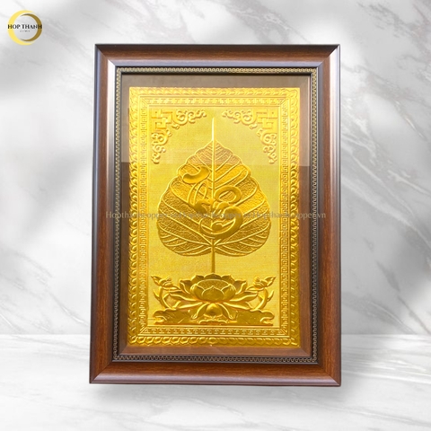 TRANH LÁ BỒ ĐỀ CHỮ THUẬN BẰNG ĐỒNG DÁT VÀNG - KÍCH THƯỚC 38X54CM