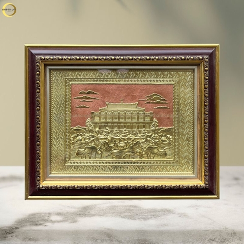 TRANH BẾN NHÀ RỒNG BẰNG ĐỒNG VÀNG - KÍCH THƯỚC 34X28CM