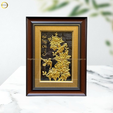 TRANH HOA CÁT TƯỜNG NHƯ Ý BẰNG ĐỒNG DÁT VÀNG - KÍCH THƯỚC 32X42CM