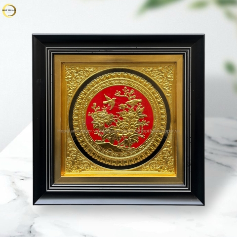 TRANH HOA CÁT TƯỜNG NHƯ Ý BẰNG ĐỒNG DÁT VÀNG - KÍCH THƯỚC 40X40CM