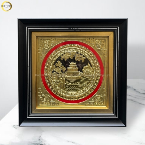 TRANH HỒ HOÀN KIẾM BẰNG ĐỒNG VÀNG - KÍCH THƯỚC 40X40CM