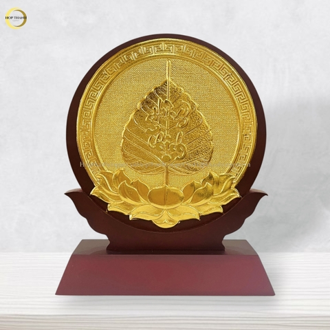 TRANH LÁ BỒ ĐỀ CHỮ HƯNG THỊNH BẰNG ĐỒNG DÁT VÀNG - KÍCH THƯỚC 14X19CM