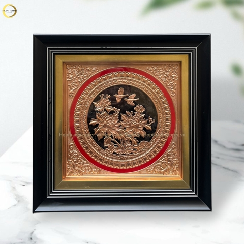 TRANH HOA CÁT TƯỜNG NHƯ Ý BẰNG ĐỒNG VÀNG GIẢ CỔ - KÍCH THƯỚC 40X40CM