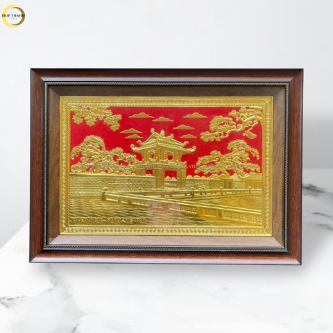 TRANH KHUÊ VĂN CÁC BẰNG ĐỒNG DÁT VÀNG  - KÍCH THƯỚC 70X50CM