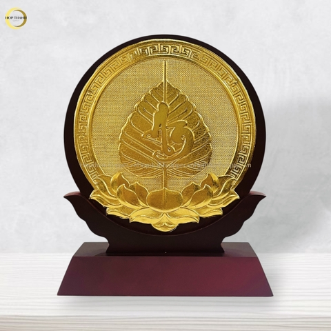 TRANH LÁ BỒ ĐỀ CHỮ AN BẰNG ĐỒNG DÁT VÀNG - KÍCH THƯỚC 14X19CM