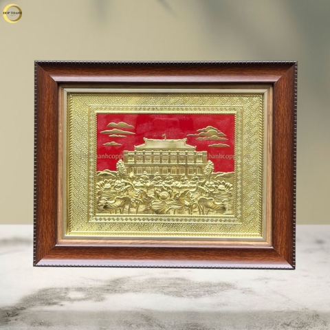 TRANH BẾN NHÀ RỒNG BẰNG ĐỒNG VÀNG - KÍCH THƯỚC 34X28CM