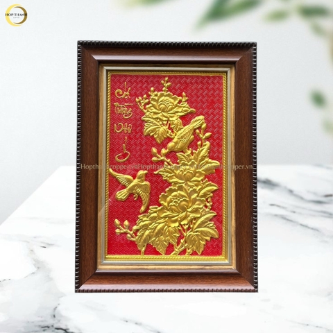 TRANH HOA CÁT TƯỜNG NHƯ Ý BẰNG ĐỒNG DÁT VÀNG - KÍCH THƯỚC 28X38CM