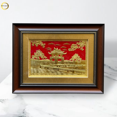TRANH KHUÊ VĂN CÁC BẰNG ĐỒNG DÁT VÀNG  - KÍCH THƯỚC 42X32CM