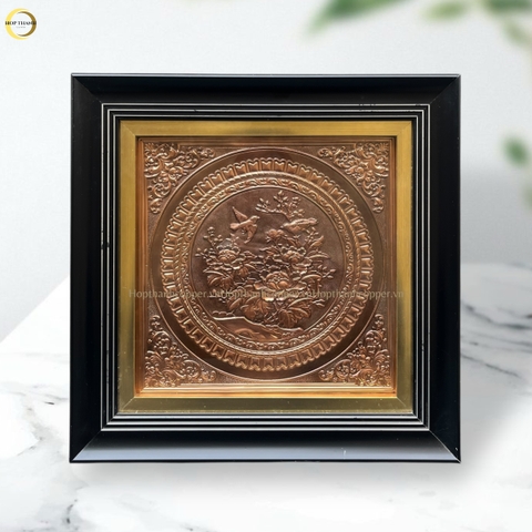 TRANH HOA CÁT TƯỜNG NHƯ Ý BẰNG ĐỒNG VÀNG GIẢ CỔ - KÍCH THƯỚC 40X40CM