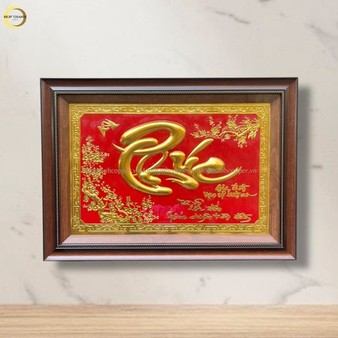 TRANH CHỮ PHÚC BẰNG ĐỒNG DÁT VÀNG - KÍCH THƯỚC 70X50CM