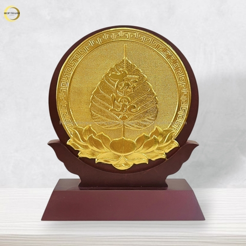 TRANH LÁ BỒ ĐỀ CHỮ TÀI LỘC BẰNG ĐỒNG DÁT VÀNG - KÍCH THƯỚC 14X19CM