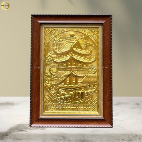TRANH CHÙA KEO - THÁI BÌNH BẰNG ĐỒNG DÁT VÀNG  - KÍCH THƯỚC 28X38CM