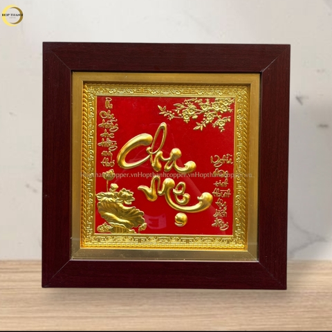 TRANH CHỮ CHA MẸ BẰNG ĐỒNG DÁT VÀNG -  KÍCH THƯỚC 36x36CM