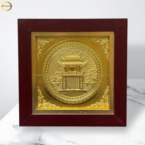 TRANH KHUÊ VĂN CÁC BẰNG ĐỒNG DÁT VÀNG  - KÍCH THƯỚC 40X40CM