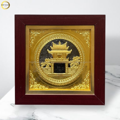 TRANH KHUÊ VĂN CÁC BẰNG ĐỒNG DÁT VÀNG  - KÍCH THƯỚC 40X40CM