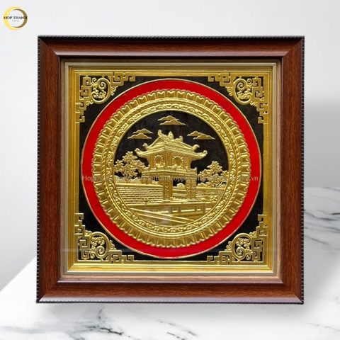 TRANH KHUÊ VĂN CÁC BẰNG ĐỒNG DÁT VÀNG  - KÍCH THƯỚC 40X40CM