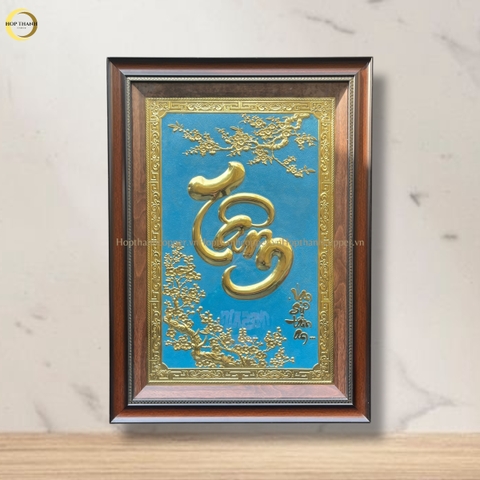 TRANH CHỮ TÂM BẰNG ĐỒNG VÀNG - KÍCH THƯỚC 50X70CM