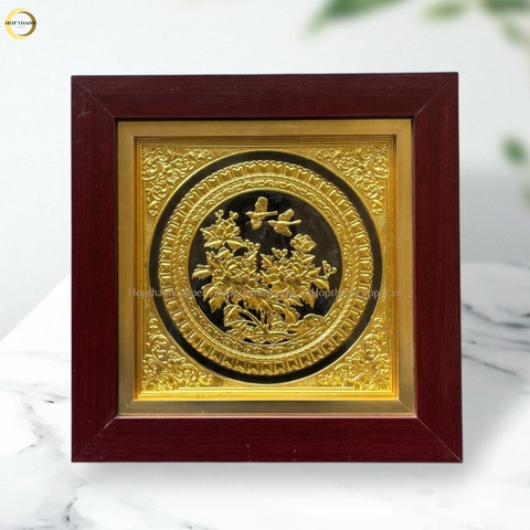 TRANH HOA CÁT TƯỜNG NHƯ Ý BẰNG ĐỒNG DÁT VÀNG - KÍCH THƯỚC 40X40CM