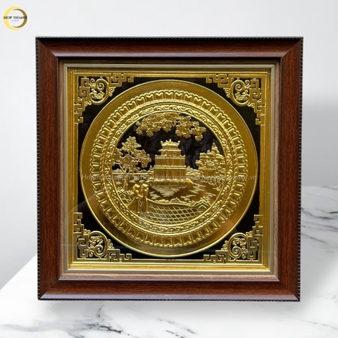 TRANH HỒ HOÀN KIẾM BẰNG ĐỒNG DÁT VÀNG - KÍCH THƯỚC 40X40CM