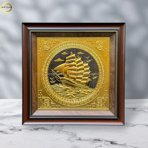 TRANH THUẬN BUỒM XUÔI GIÓ BẰNG ĐỒNG DÁT VÀNG - KÍCH THƯỚC 52X52CM