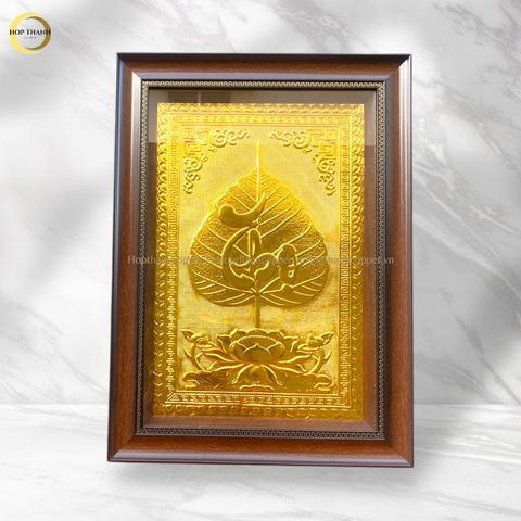 TRANH LÁ BỒ ĐỀ CHỮ THỌ BẰNG ĐỒNG DÁT VÀNG - KÍCH THƯỚC 38X54CM