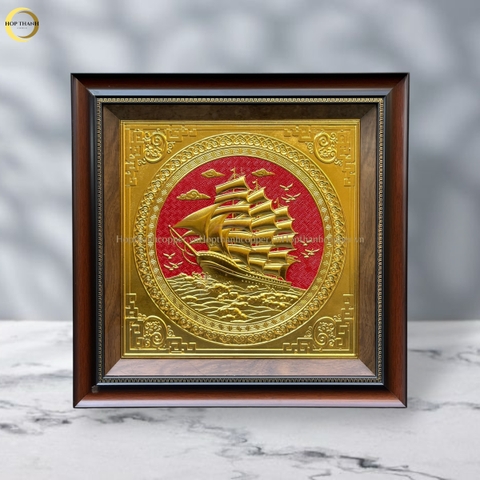 TRANH THUẬN BUỒM XUÔI GIÓ BẰNG ĐỒNG DÁT VÀNG - KÍCH THƯỚC 52X52CM