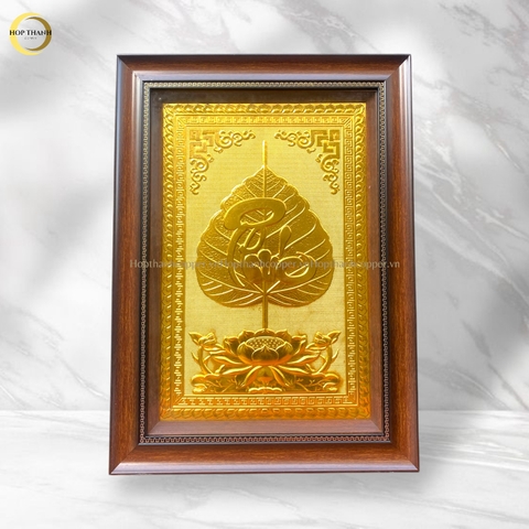 TRANH LÁ BỒ ĐỀ CHỮ PHÚC BẰNG ĐỒNG DÁT VÀNG - KÍCH THƯỚC 38X54CM