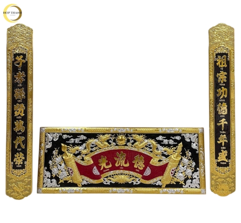 BỘ HOÀNH PHI CÂU ĐỐI ĐỨC LƯU QUANG DÁT VÀNG BẠC HÀNG NGHỆ NHÂN (KÍCH THƯỚC 1M97M)