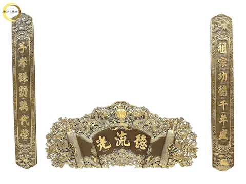 BỘ CUỐN THƯ CÂU ĐỐI ĐỨC LƯU QUANG HOA HỒNG ĐỒNG GIẢ CỔ ( KÍCH THƯỚC 1M76)