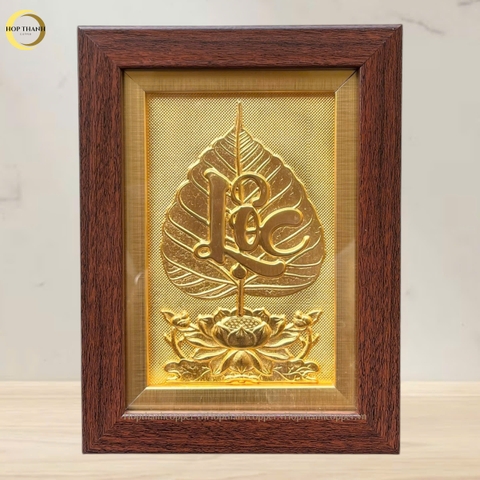 TRANH LÁ BỒ ĐỀ CHỮ LỘC BẰNG ĐỒNG DÁT VÀNG- QUÀ TẶNG ĐỂ BÀN (KÍCH THƯỚC 15X20CM)