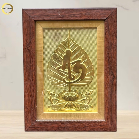 TRANH LÁ BỒ ĐỀ CHỮ AN BẰNG ĐỒNG - QUÀ TẶNG ĐỂ BÀN (KÍCH THƯỚC 15X20CM)