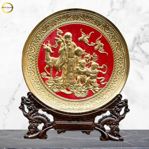 TRANH ĐĨA MỪNG THỌ CỤ ÔNG BẰNG ĐỒNG MẠ VÀNG 24K- TRANH QUÀ TẶNG ĐỂ BÀN (KÍCH THƯỚC 25CM)