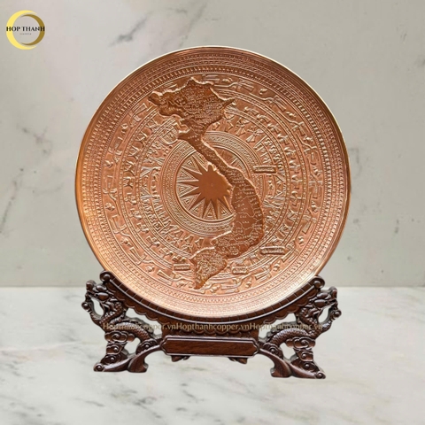 TRANH MẶT TRỐNG ĐỒNG BẰNG ĐỒNG ĐỎ - QUÀ TẶNG ĐỂ BÀN (KÍCH THƯỚC 30CM)