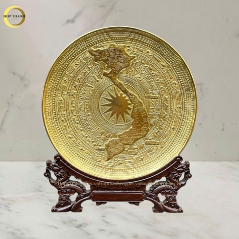 TRANH MẶT TRỐNG ĐỒNG BẰNG ĐỒNG VÀNG - QUÀ TẶNG ĐỂ BÀN (KÍCH THƯỚC 30CM)