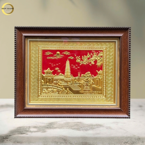 TRANH THÁP PHỔ MINH BẰNG ĐỒNG DÁT VÀNG - KÍCH THƯỚC 34X28cm)